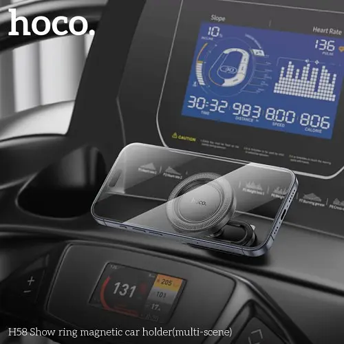 Автодержатель Hoco H58 Show ring magnetic car holdermulti-scene Черный - фото 3