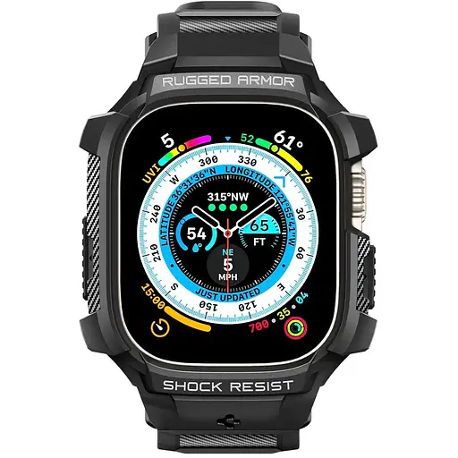 Spigen Чохол та ремінець 2в1 для Apple Watch Ultra 49mm Rugged Armor Pro, Black