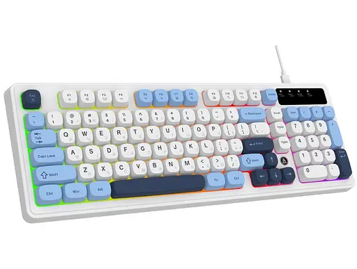 Клавіатура ігрова дротова Ajazz AF-GB-98 USB White-Blue - фото 1