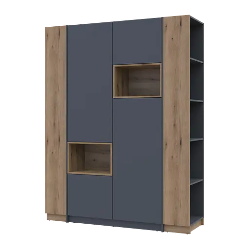 Шкаф для одежды с нишей и этажеркой Doros Дейл Графит/Дуб Эвок 2 ДСП 143.2х52х220 (42005154) - фото 8