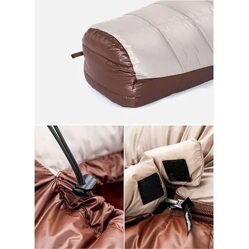 Спальний мішок з натуральним пухом Naturehike Snowbird NH20YD001 (розмір М) 350г Коричневий - фото 9