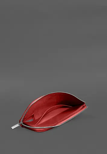 Кожаный портмоне-купюрник на молнии 14.1 красный - фото 6
