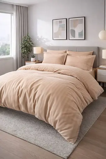 Комплект постельного белья евро 200х220 сатин капучино TC303376205 - фото 1
