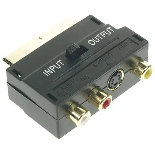 Перехідник Scart тато 3RCA мама з перемикачем in/out