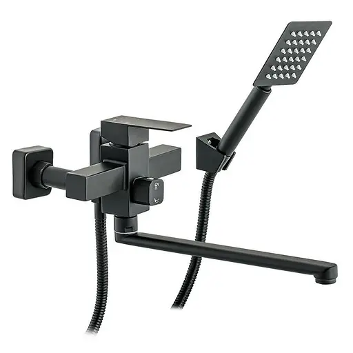 Змішувач для ванни Wezer PRO7-02-BLACK поворотний Чорний матовий - фото 1