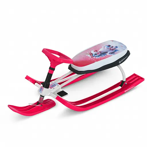 Снігокат MS 1778-10 Unicorn: Низька рама, м'яке сидіння з екошкіри 45х21см (2 положення), кермо, металопластик, біло-рожевий