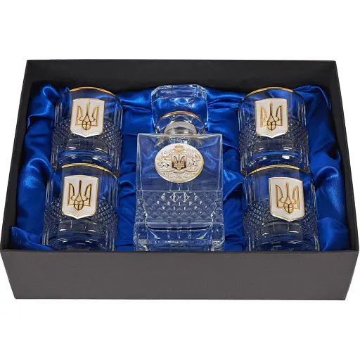 Подарочный набор стаканов Boss Crystal "Гербовый с трезубцем" графин