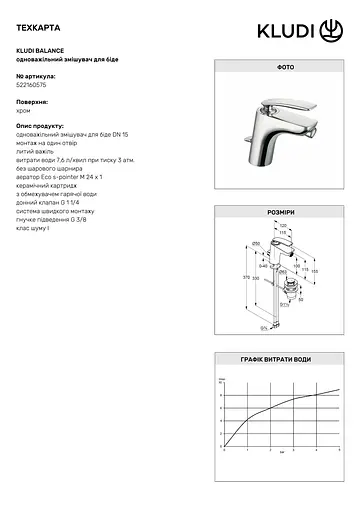 Змішувач для біде Kludi Balance 522160575 хром - фото 3