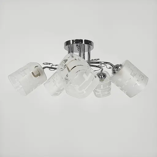 Серебряная люстра на 5 матовых плафонов с узором Ø 58 см Ст. 2286/5B CH | Line F - фото 4