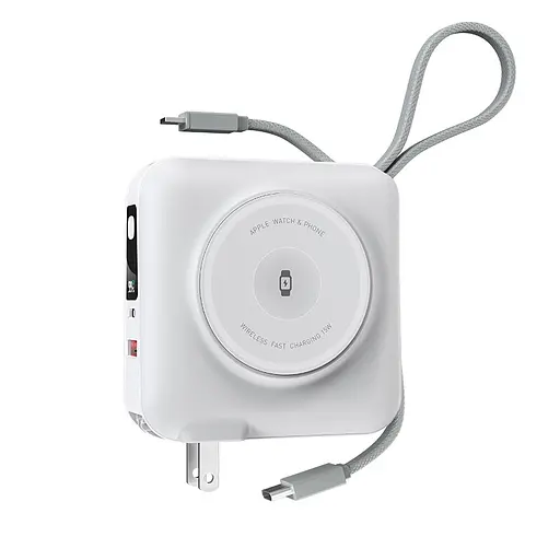 Портативний ЗП Power Bank WIWU Wi-P051 6 in 1 PD45W з БЗП+iWatch 15000 mAh White - фото 3