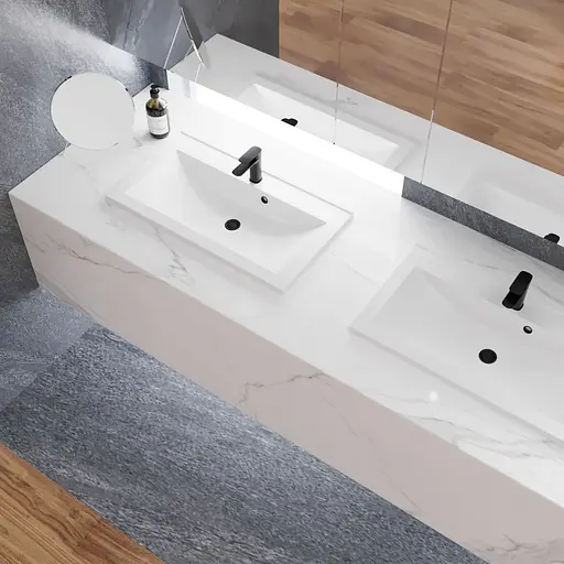 Раковина глянцева врізна Amidicon Victoria 80 800x450 з литого каменю VICTORIA_80_HL, Білий - фото 8