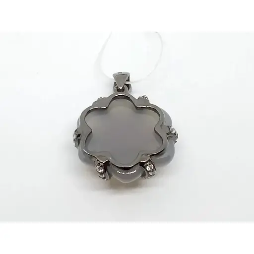 Срібна підвіска Аметист з агатом і фіанітами 135527В - фото 3