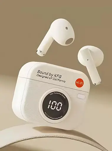 Бездротові навушники-вкладиші навушники у ретро-стилі з цифровим дисплеєм Bluetooth 5.3 сенсорне керування IPX4 білі  - фото 2