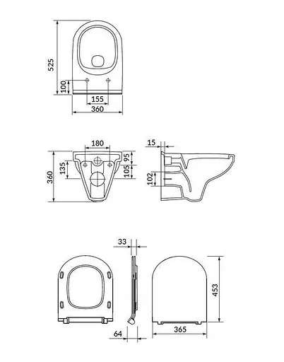 Унітаз підвісний CET 472 Cersanit Zip SimpleOn з дюропластовим Slim сидінням SoftClose+QuickRelease 30412 - фото 3