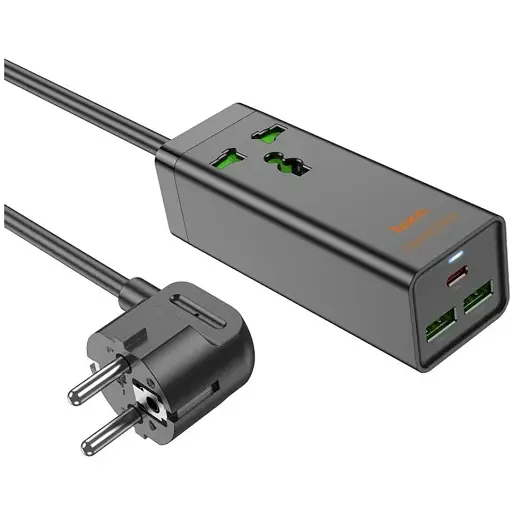 Зарядний пристрій подовжувач Hoco AC9A 3 порти 30 W 1 розетка 1.5 метра - фото 1