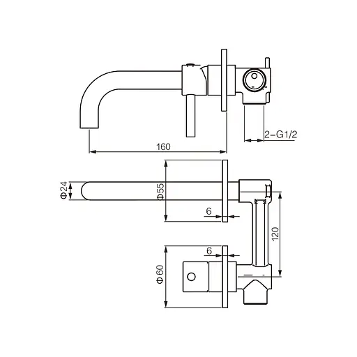 Смеситель для раковины VBI Milano chrome скрытого монтажа VBI-050102CH Хром - фото 2