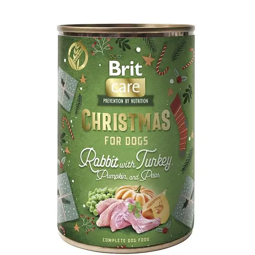Вологий корм Brit Care Christmas для собак різдвяна вечеря кролик 400 г