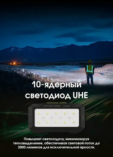Налобный фонарь Nitecore HU2000 Type-C 2000лм 160м белый + красный свет (10 режимов) - фото 9