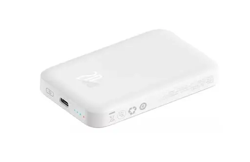 Павербанк BASEUS Magnetic Mini Wireless 20000 mAh 20W с беспроводной зарядкой Qi 15W Белый - фото 3
