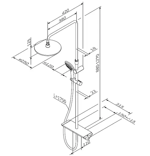 Душевая система AM.PM Spirit V2.0 с термостатом F0770A400 - фото 10