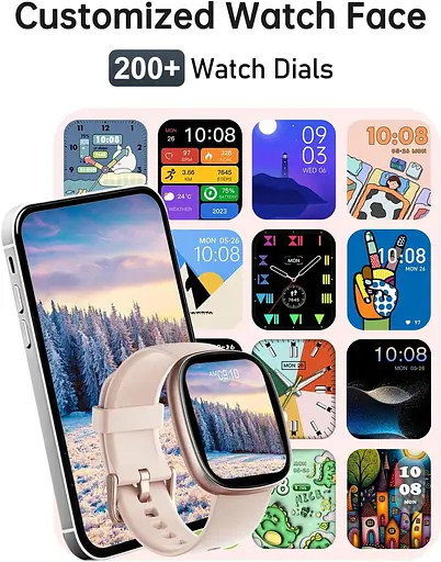 HUAKUA Смарт-годинник для жінок і чоловіків (відповідношення/довершення дзвінків), 1,85-дюймовий HD-розумний годинник для телефонів - фото 5