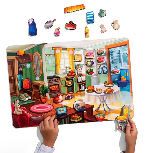 Дерев'яний пазл-вкладиш "Наведи лад в кімнаті та нагодуй Ваню" Ubumblebees (ПСД271) PSD271 - фото 7