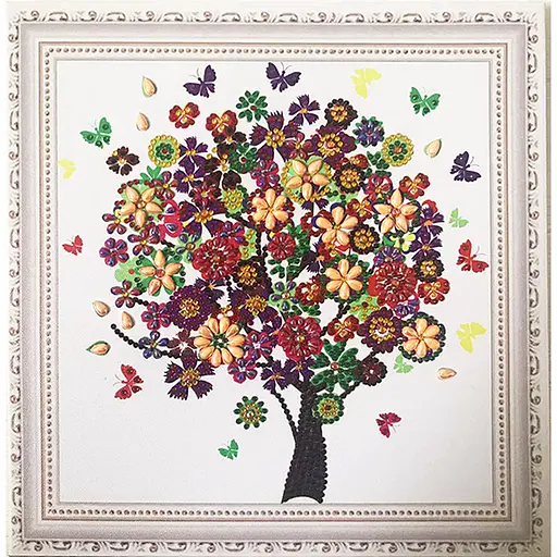 Алмазна вишивка мозаїка стразами на підрамнику, зі спец. стразами на підрамнику, 30*30 Дерево натхнення. - фото 1
