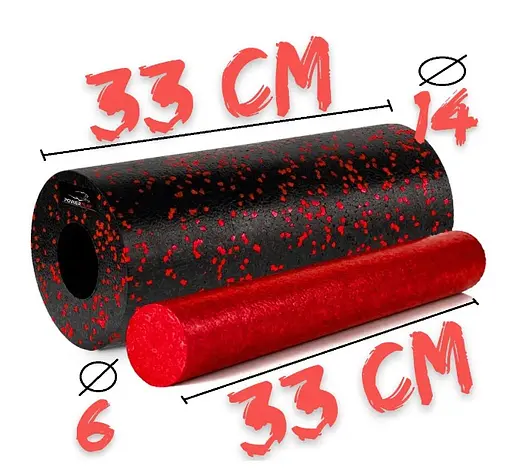Масажний ролик (роллер) гладкий PowerPlay PP-4348 2 in 1 EPP Foam Roller Чорно/Червоний (33x14 см) (PP_4348_Red_(33*14)) - фото 4