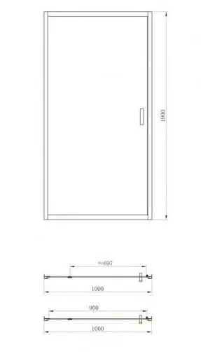 Душевые двери Dusel FA516 100x190, универсальные, прозрачный, хром - фото 3