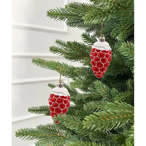 Прикраса-підвіска Chomik Шишки пластикова 9 см червоні 2 шт. (BAI5386) - фото 3