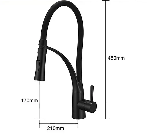 Смеситель для кухни Rea Gaspar black mat черный матовый высокий REA-B0233 Черный матовый - фото 7