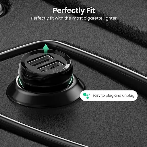 Автомобильное зарядное устройство - адаптер питания UGREEN ED018 2 выхода U+U 24 W (50875) черный - фото 4