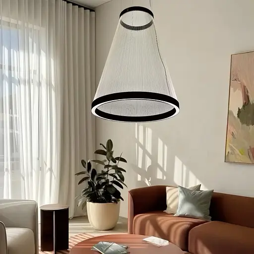 Мінімалістичний світильник у чорному корпусі 55х73 см | Арт. NFL 004-550*710 BK+WT | Line F - фото 1