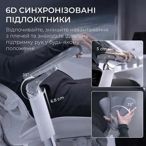 Игровое кресло Sihoo DORO S300 Mesh Light Grey (S300-M202) - фото 7