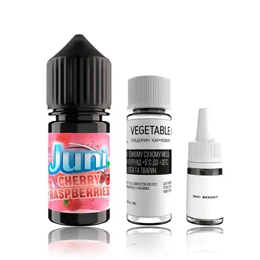 Набор компонентов для самозамеса солевой заправки Juni Cherry Raspberry 30 мл 0-50 мг Вишня Малина Холод (12005)