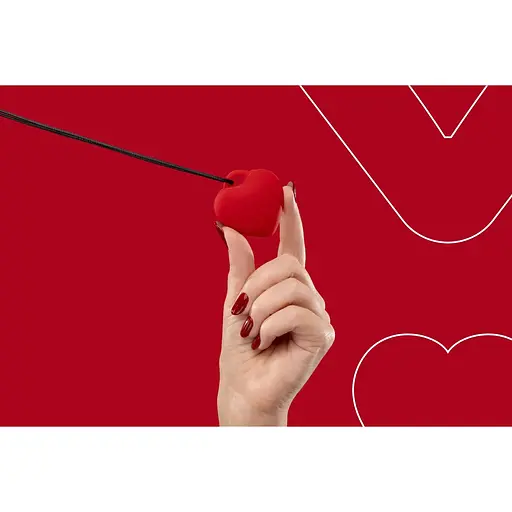 Минивибратор Сердечко FairyGasm PleasureStOne Red, 9 режимов, на шнурке - фото 6