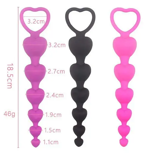 Силіконове анальне фігурне намисто HeartBeads 14,5 см діаметр 1,5 / 1,9 / 2,3 / 2,7 / 3,1 см рожеве - фото 2