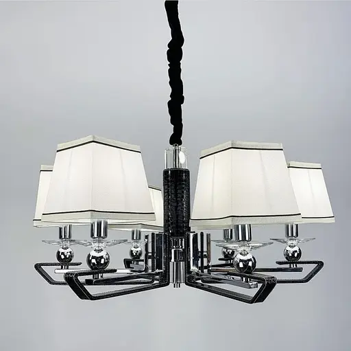 Люстра с черной экокожией на 6 абажуров Line.F S 1449/6 BK - фото 1