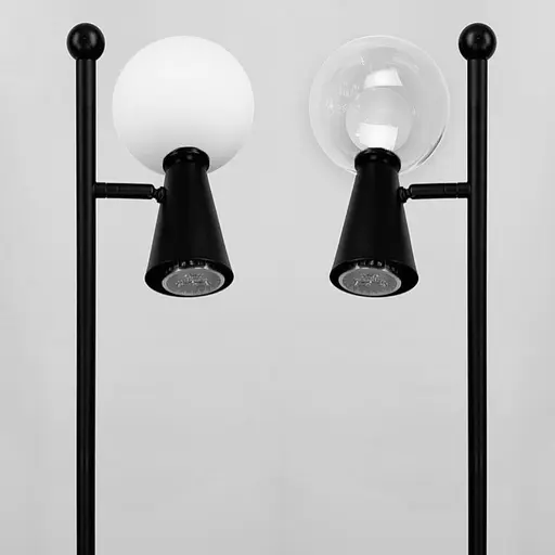 Чорний торшер ABELINA на два джерела світла із подвійним плафоном Line.F YG 8006-2L BK - фото 3