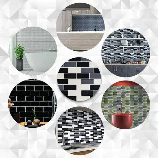 Самоклеящаяся полиуретановая плитка Wall Sticker черный серый молочный кирпич 305х305х1 мм (D) SW-00001329 - фото 6