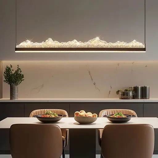 Видовжена люстра з підвісним корпусом у вигляді таючих гір з патиною 120 см | Line F | Арт. MJ374-L1200 BK - фото 1