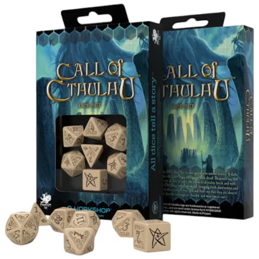 Набір кубиків Call of Cthulhu Beige & black Dice Set , 7 шт. (SCTH18)