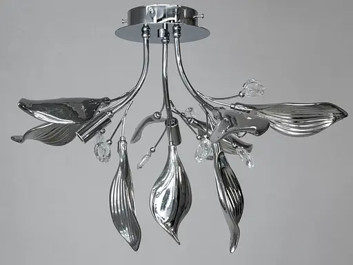 Модная потолочная керамическая люстра в гостиную, 3 лампы, хром. - фото 1
