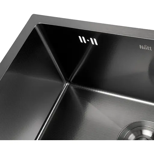Мийка для кухні Nett NBS-5742U чорна під стільницю декорована з PVD покриттям - фото 2