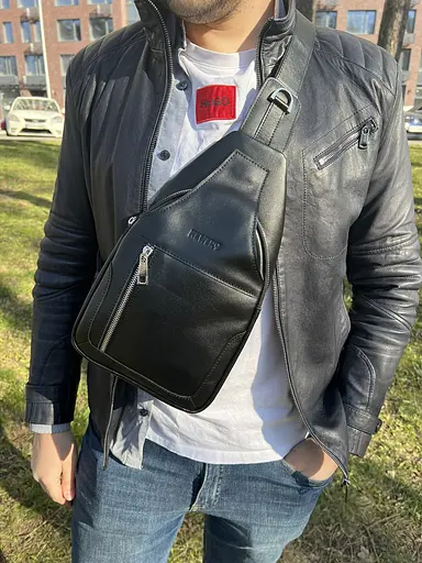 Чоловіча шкіряна сумка через плече Newery sum0026705 - фото 2