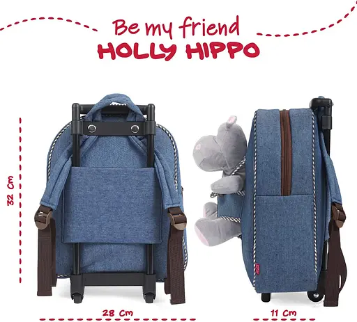 Дитячий рюкзак на колесах Perletti Toys Holly Hippo з м'якою іграшкою (P13074) - фото 6