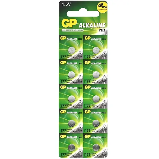 Батарейка GP Alkaline AG4 (LR626/SR66) щелочная 1.5V 10 шт.