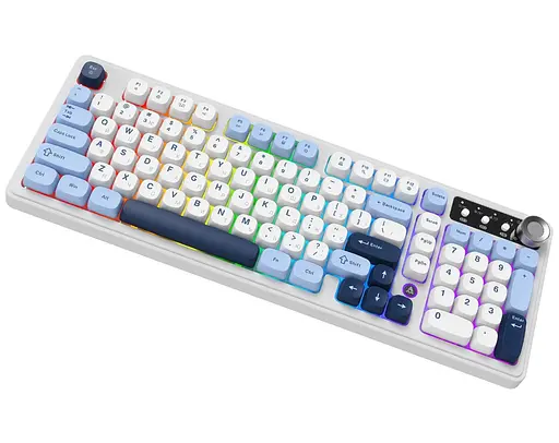 Клавіатура ігрова бездротова Ajazz AF-BGY-98 Plus White-Blue 2.4G/Bluetooth/USB - фото 3