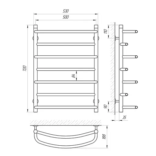 Полотенцесушитель Laris Евромикс П7 500x700 71207572, Хром - фото 2