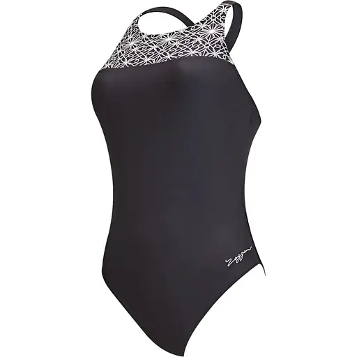 Купальник Zoggs Ceramics Hi Front X-Back 44 Черный/Белый (1000-462333.CERA.36)